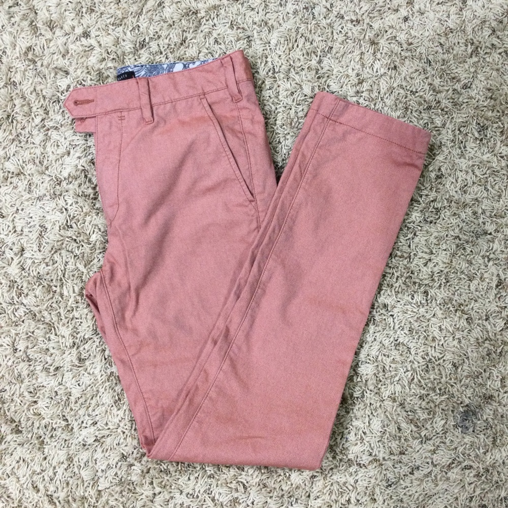 Ted Baker Twiltro slim fit twill chino trousers pants Size 28R Terrecotta color‎